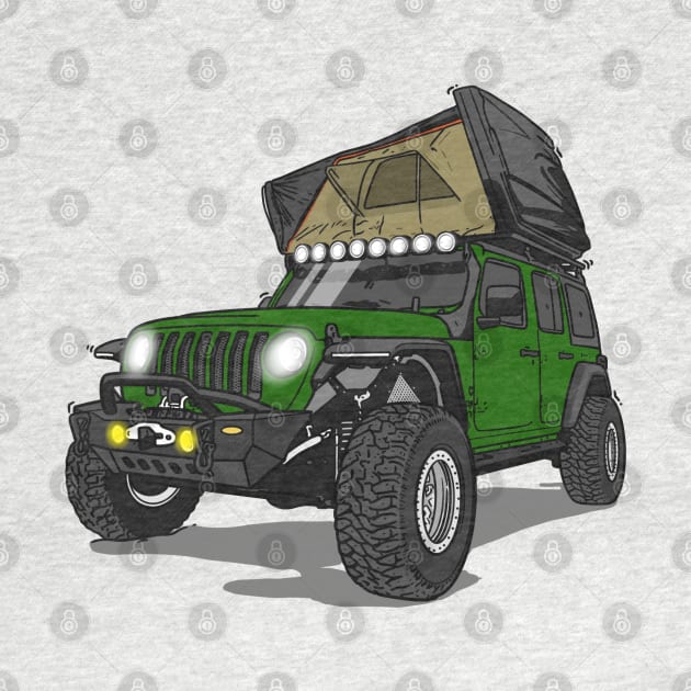 Jeep Wrangler Camp Time - Dark Green by 4x4 Sketch